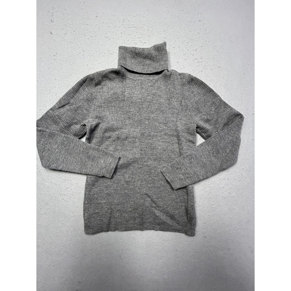 Ann Taylor Turtleneck 100% Italian Merino Wool Gray Small Womens